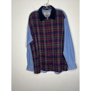 EXPRESS Spirit Of The Nines Shirt Womens Large Flannel Denim Full Zip ViTG 90s